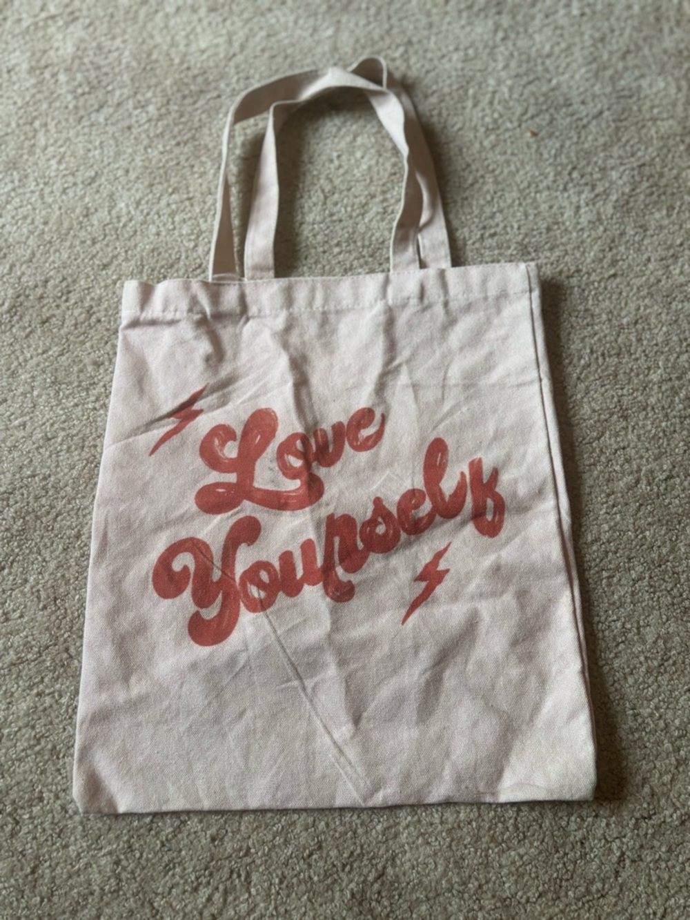 Love Yourself Pink Canvas Tote Bag